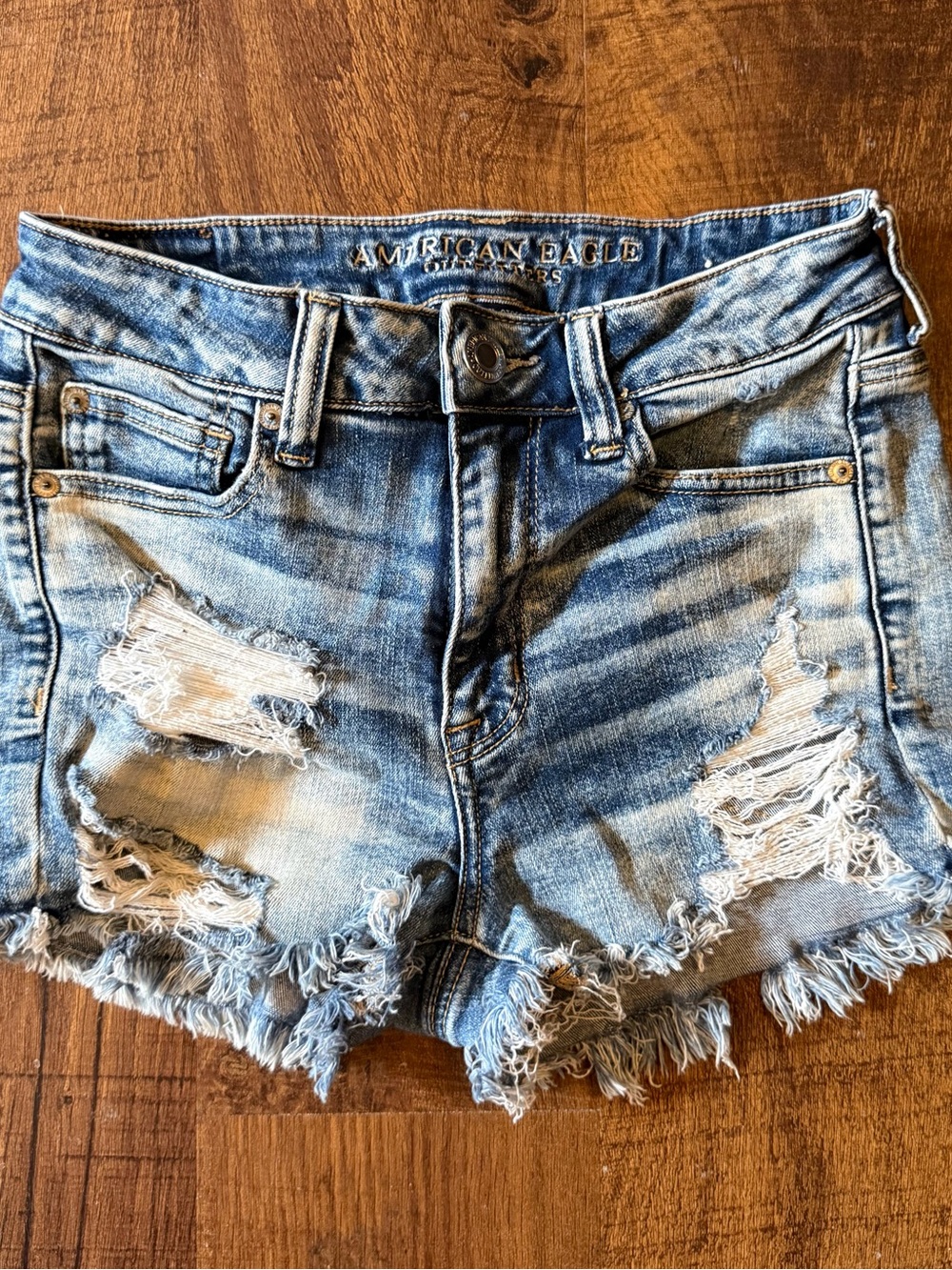 American Eagle Outfitters Light Blue Distressed Denim Cutoff Shorts